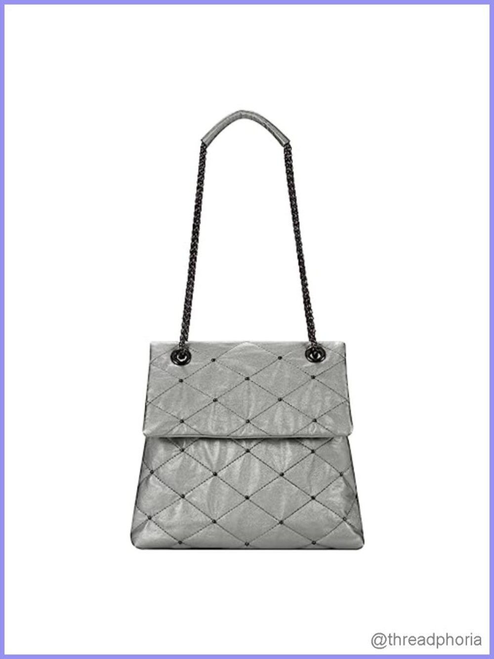 PU Leather Studded Tote Shoulder Bag Large Purse Magnetic Closure